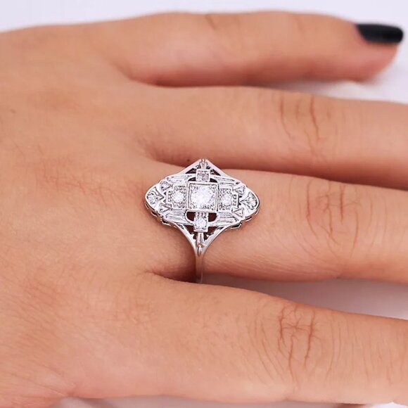 Beautiful 925 Silver Plated CZ Diamond Ring for Women, MARR9264 - Picture 7 of 9